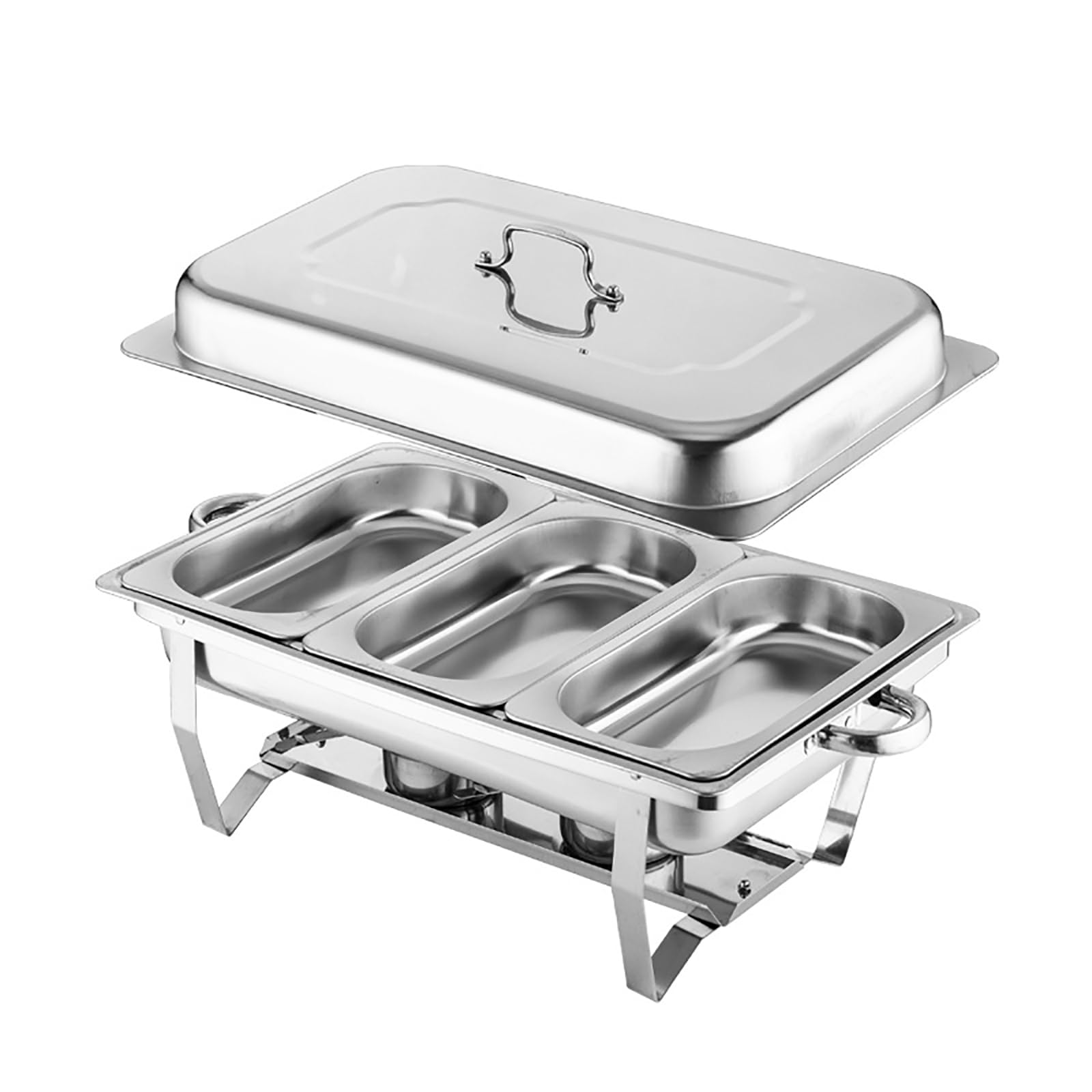 Food heater 8L en acier inoxydable rectangulaire avec 3 plats pour buffet