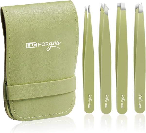 LAC FOR YOU set de 4 pinzas de depilar, verde – Imagen 1