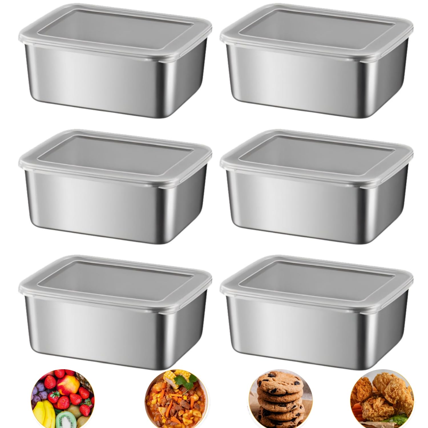 Boîtes Conservation Inox HOMURY - 6 Pièces 500 Ml | Congélation, Repas - Hermétiques Et Empilables