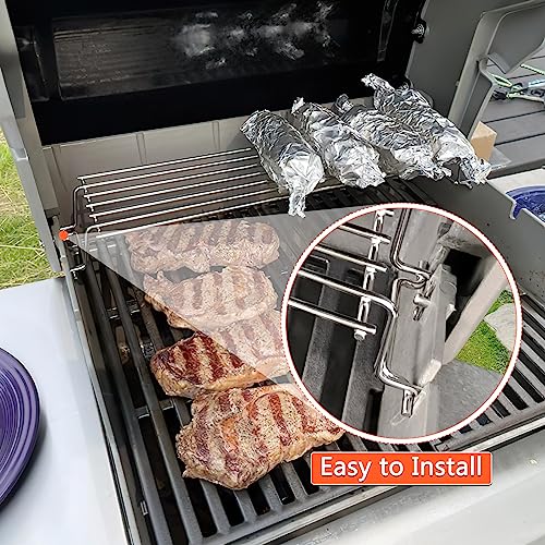 QuliMetal 63,5CM Edelstahl-Warmhalterost für Weber Spirit 300, Grill-Ersatzteil für Weber Spirit II 300 Serie mit frontseitigen Bedienknöpfen, oberer Rost 7641, passend für Weber Genesis Silver