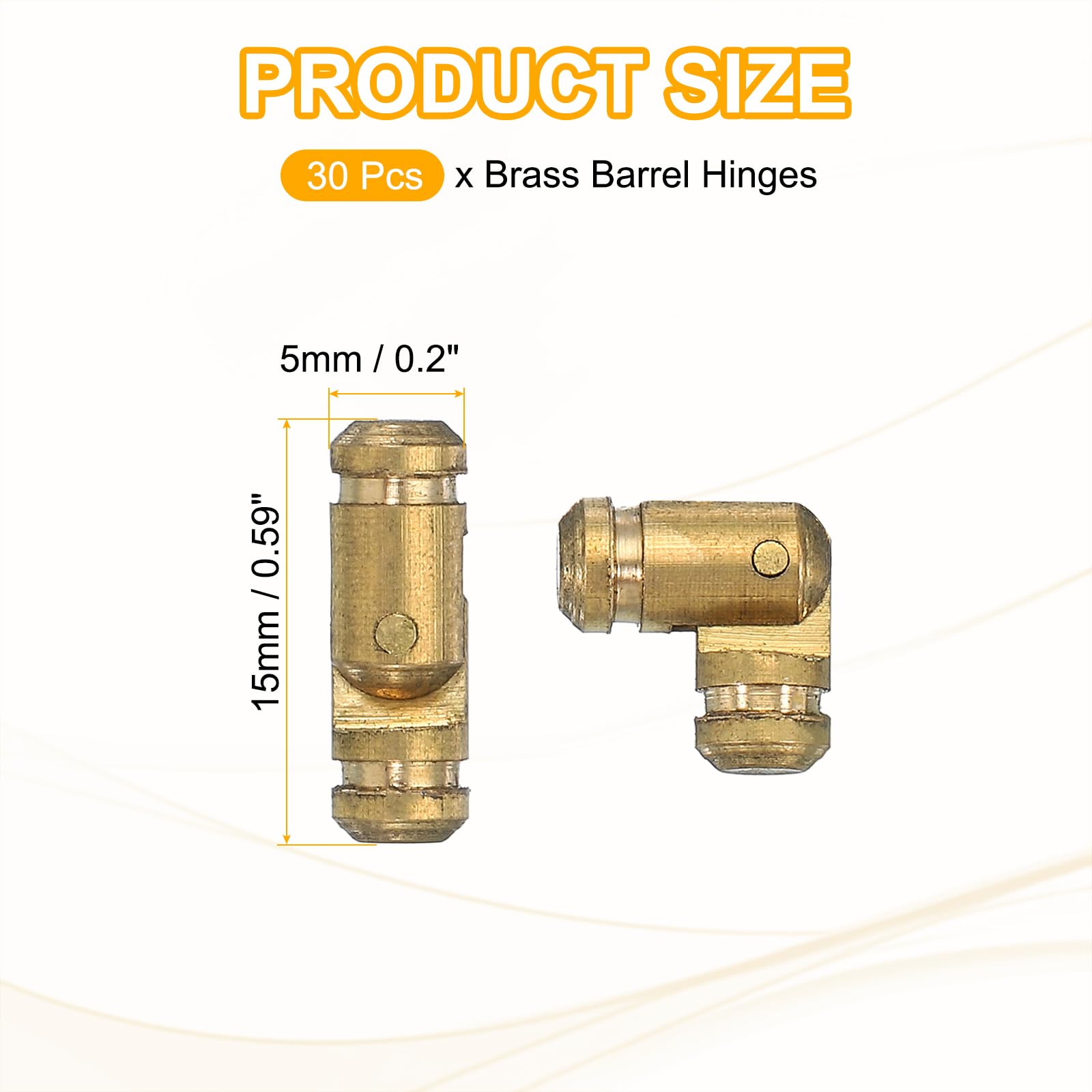 PATIKIL Hidden Brass Barrel Hinges 0.6"x0.2" - Image 2