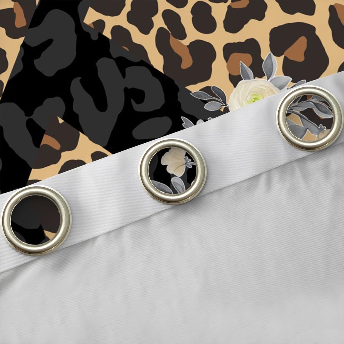 Personalized Black K Blackout Curtains for Bedroom - Brown Leopard Print Window Curtains 2 panel Sets 42"Wx63"L,Customizable Monogrammed Initial Letter Cheetah Print Window Treatments Drapes