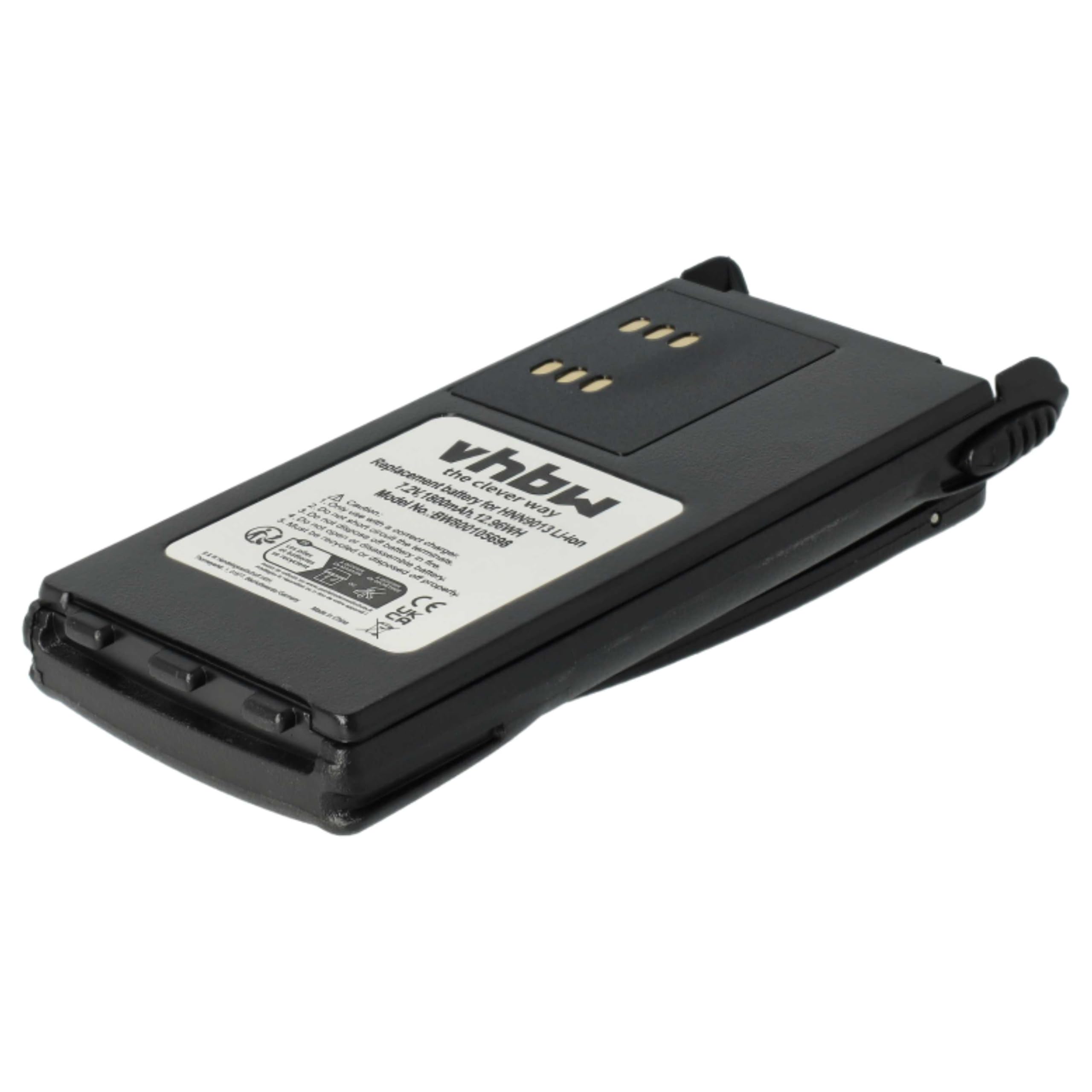 vhbw 2x batteria compatibile con Motorola GP339, GP540, GP340, GP360, GP380 radio (1800mAh, 7,2V, Li-Ion) + clip