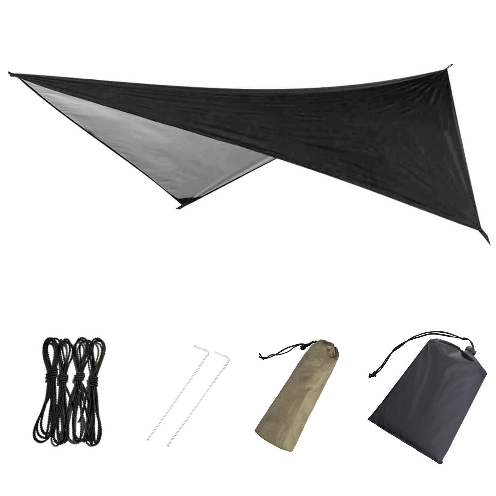 Azarxis Hammock Camping Tarp Rain Fly, Waterproof Tent Footprint Shelter Canopy Sunshade Cloth Picnic Mat for Outdoor Awning Hiking Beach Backpacking (Black)