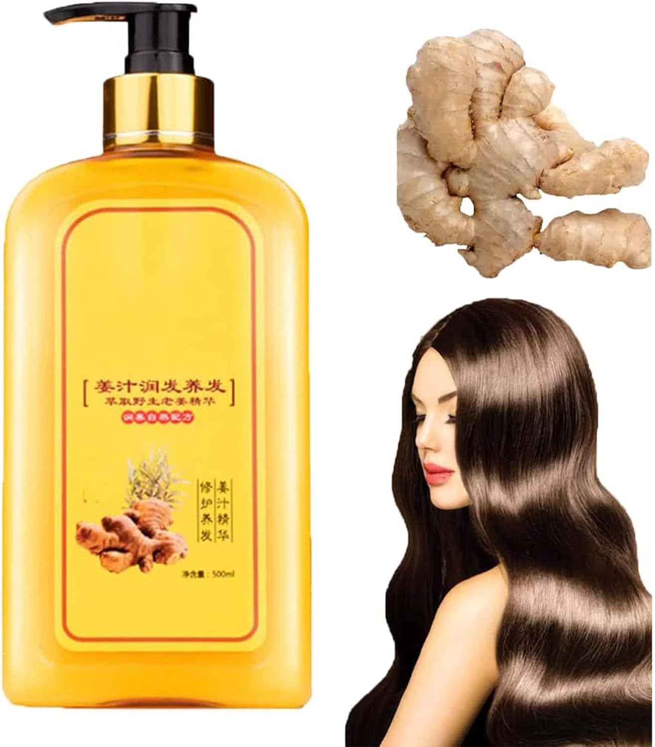 Instant Ginger Hair Regrowth Shampoo, Ginger Shampoo for Hair Growth, AntiHair Loss Hair