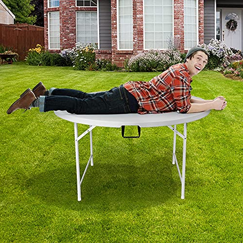 Vilobos 5 Pack Party Banquet Round Folding Table, 53” Dia Portable Card Table Comfortable for 6 to 8 Seat