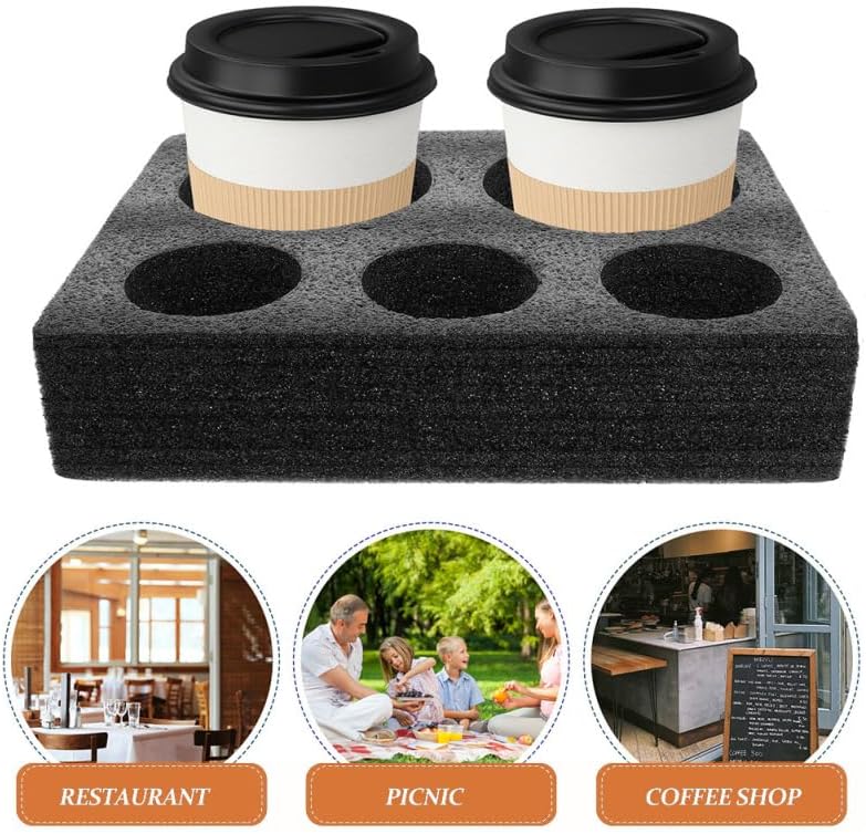 PartyKindom 3 & 5-Cup Foam Drink Carrier Tray, Spill-Proof EPE Pearl Cotton Takeout Cup Holder, Shock-Absorbing Beverage Packing Combination Set for Coffee Milk Tea Shops