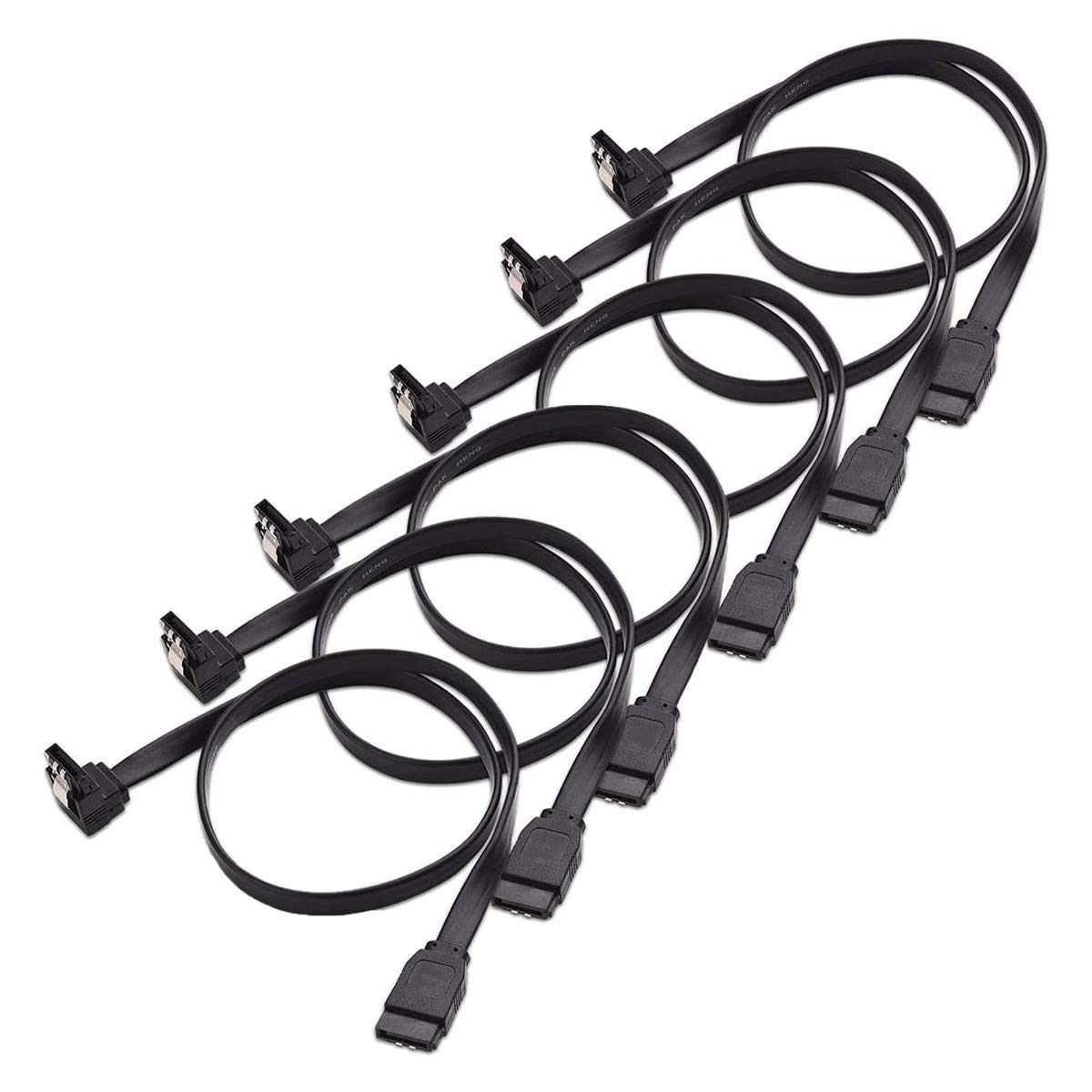 ELIATER 6 Pack 90 Degree Right-Angle SATA III Cable 6.0 Gbps HDD SDD Data Cable with Locking Latch for SATA HDD, SSD, CD Driver, CD Writer, 16-Inch