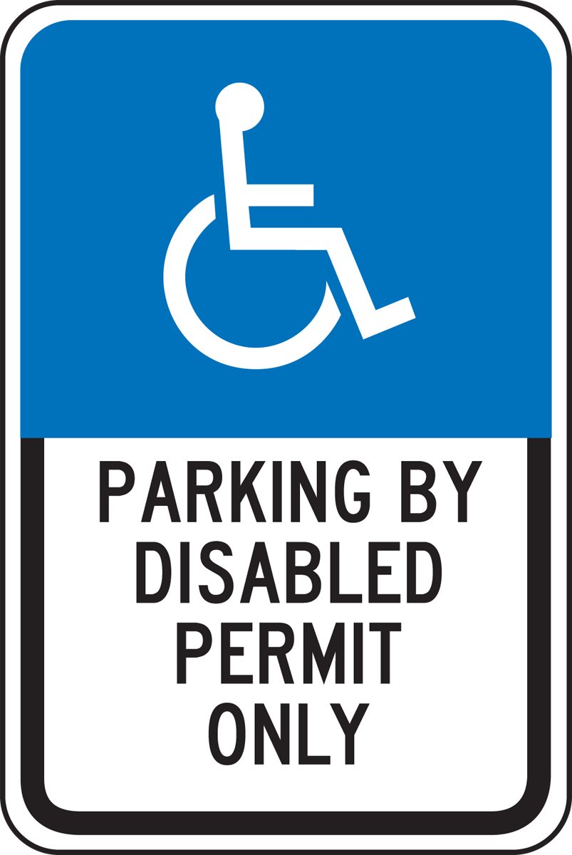 Accuform FRA192RA Engineer-Grade Reflective Aluminum Handicapped Parking Sign (Florida), Legend "PARKING BY DISABLED PERMIT ONLY" with Graphic, 18" Length x 12" Width x 0.080" Thickness, Blue/Black on White