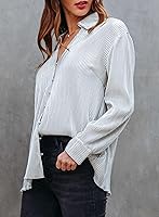 Vista 3 de Astylish Blusa elegante de manga larga con botones Plisse para mujer, ropa de moda