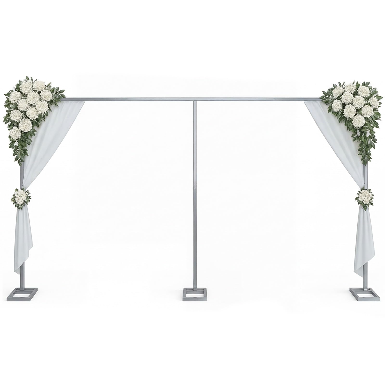 Photo 1 of Novabright 10x20ft Backdrop Stand Heavy Duty Pipe and Drape Backdrop Stand for Wedding and Ceremonies, Adjustable Pipe Kit Curtain Frame for Wedding Party Celebration Stage (Silver,Rectangular Base)