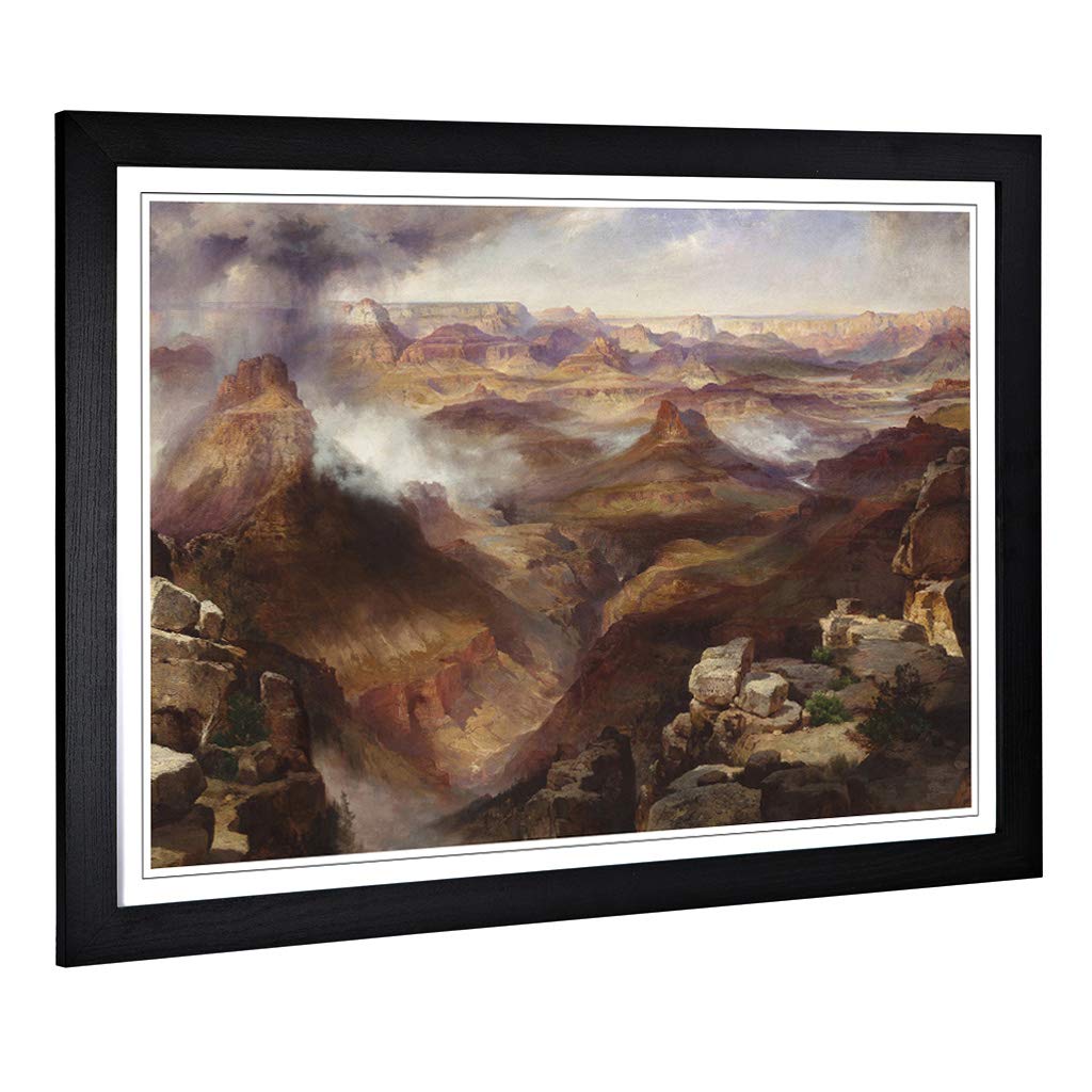 Big Box Art Framed Print of Thomas Moran Grand Canyon of Colorado Design | Wall Art Picture | Home Decor for Kitchen, Living Room, Bedroom, Hallway, Black, A2 / 24.5x18 Inch / 62x45cm