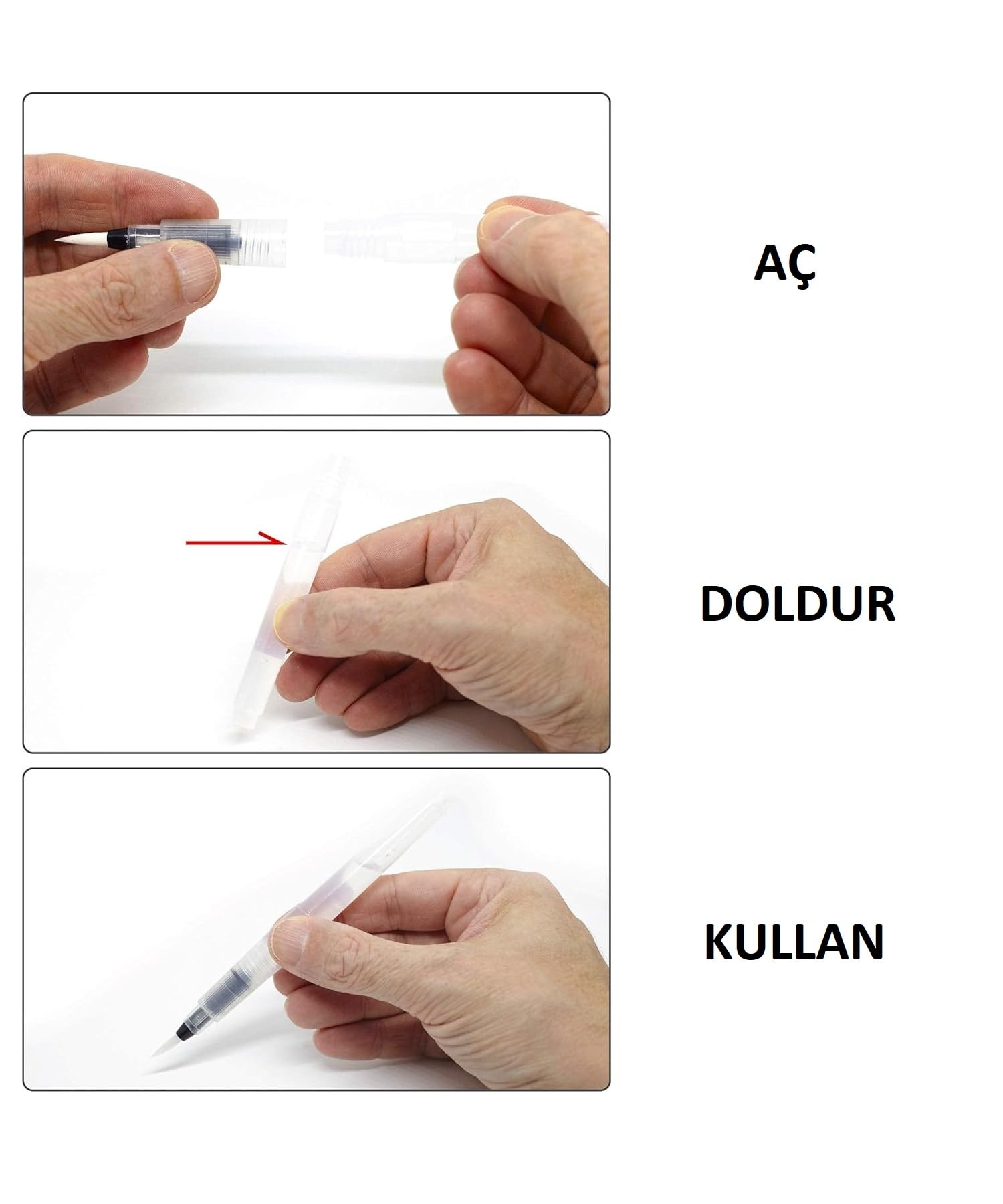 HANNAH SU HAZNELİ SULU BOYA FIRÇASI 6'LI PAKET