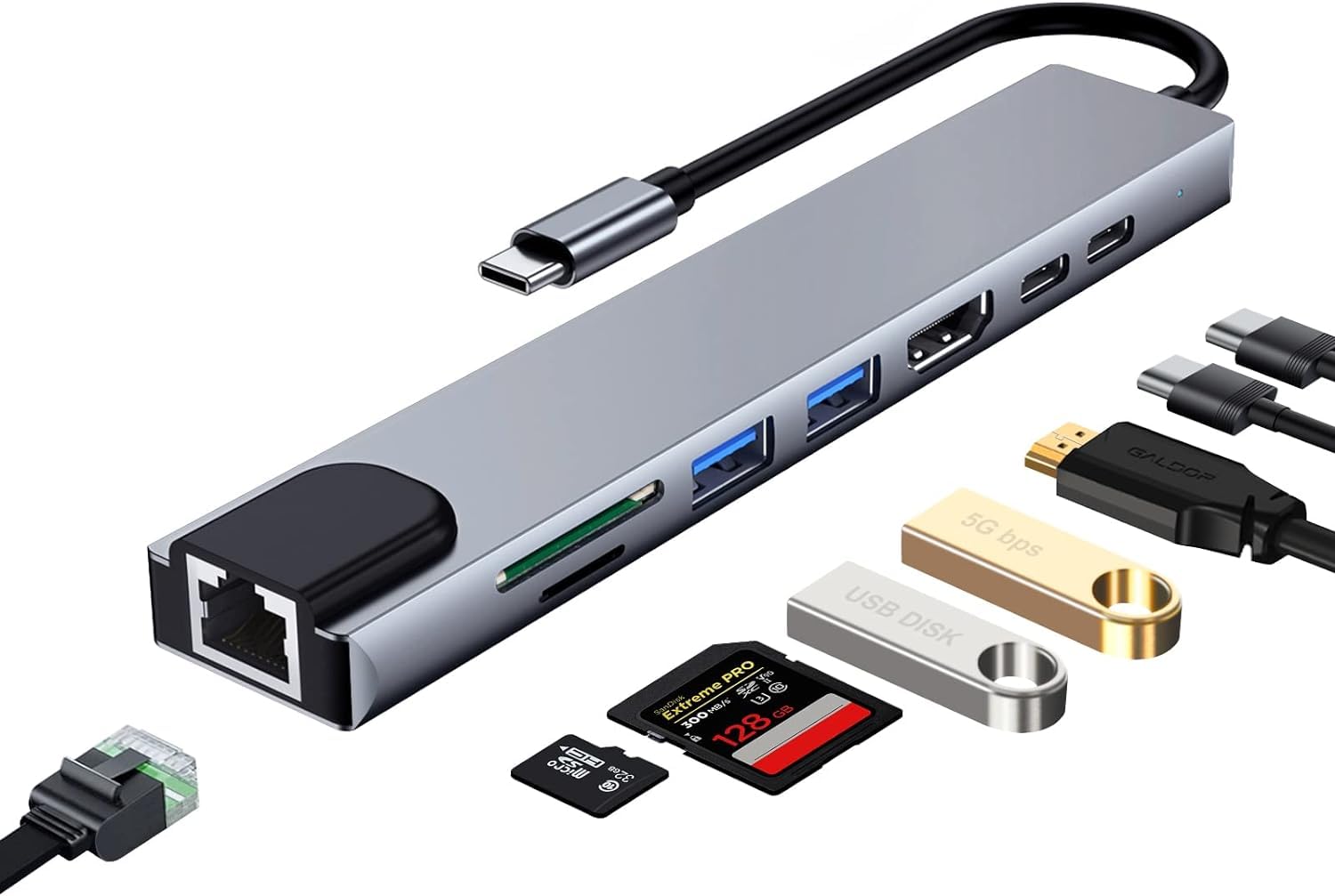 SCALEBEE USB C HUB, 8 in 1 USB C Adapter with 4K HDMI, 100W PD, USB C Port, USB 3.0, RJ45 Ethernet, SD/TF Card Reader, Docking Station Compatible with MacBook Pro/Air Laptops and Other Type C Devices (B0D5MJ7VK7) Amazon Price History, Amazon Price Tracker