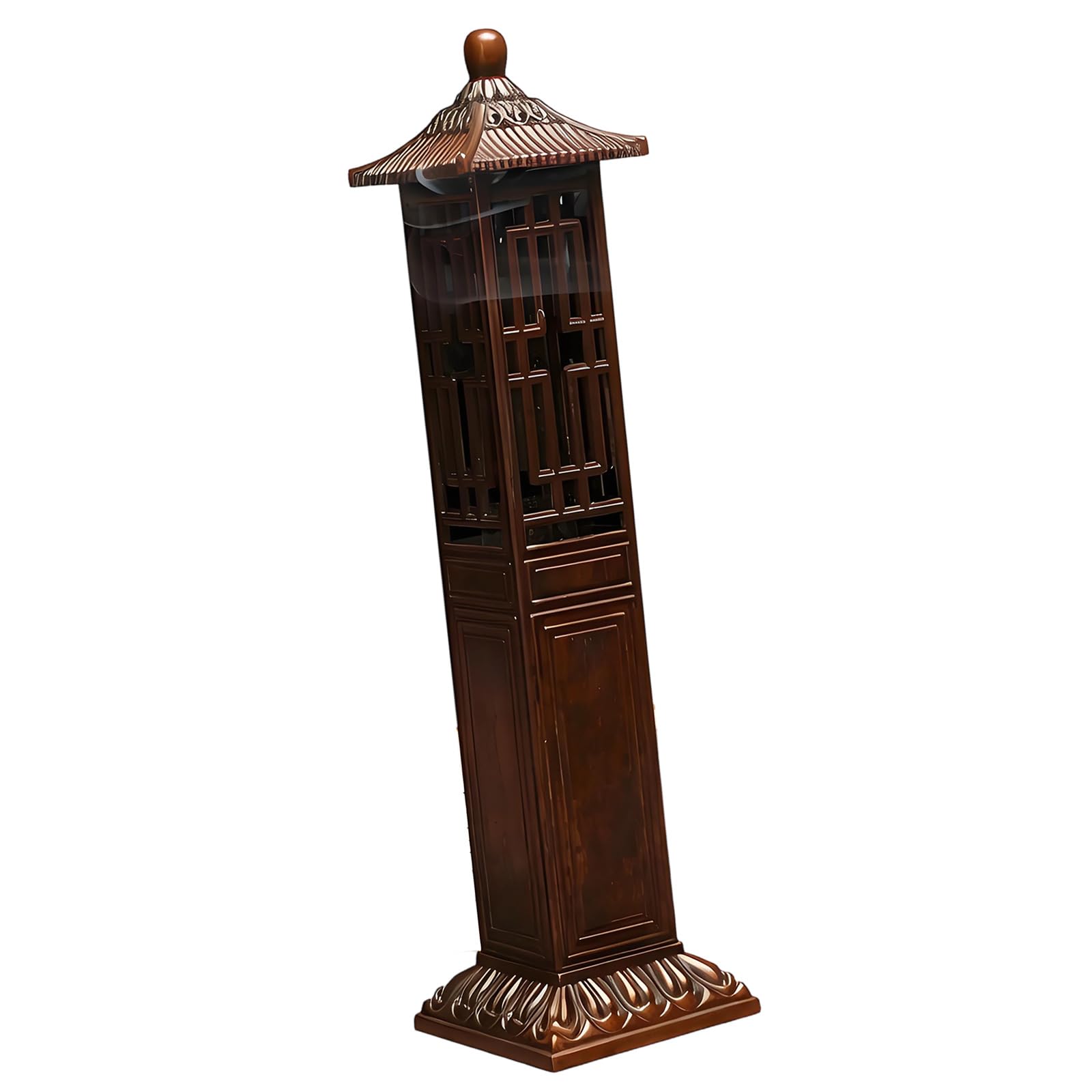 Chinese Copper Incenses Burners in Pavilion Shape Hollow Censers for Home Decors and Spiritual Practices Hollow Vertical Scented Stove Censers
