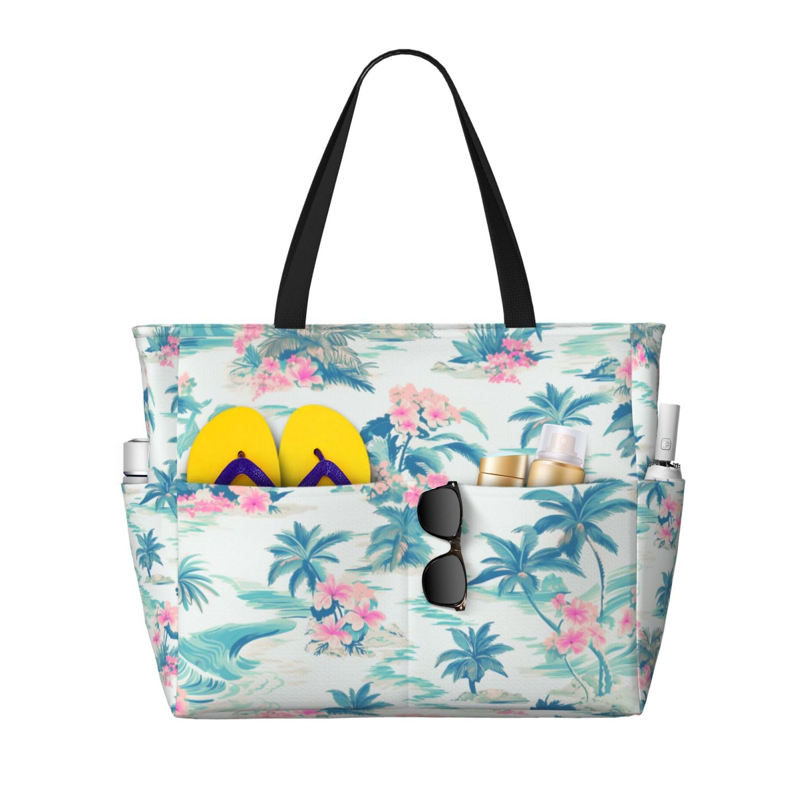 CHAOS MONKEY Women Large Beach Bag Sandproof Waterproof Travel Weekender Foldable Tote Bag for Pool Vacation Gym