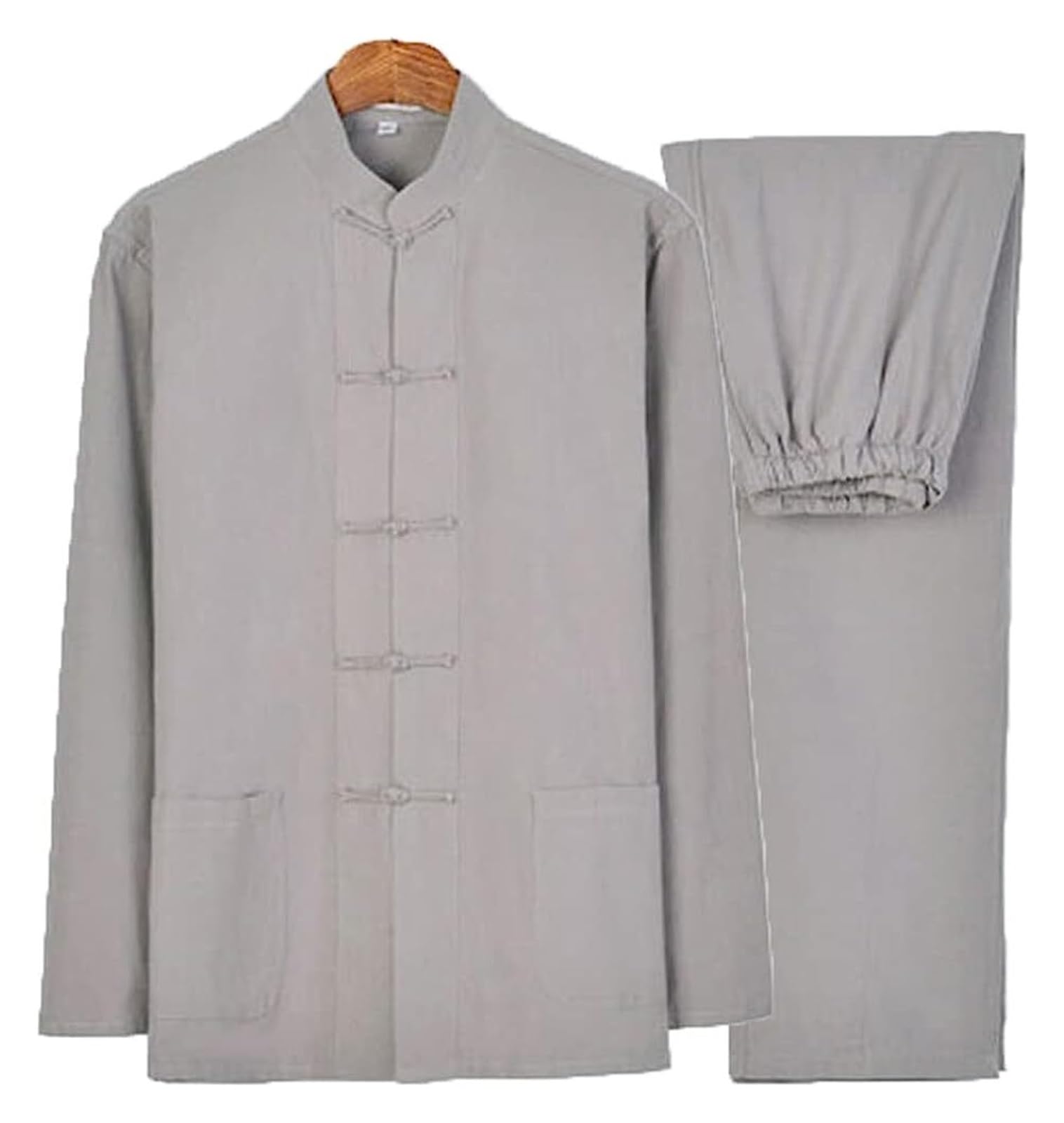 Tuta cinese da kung fu, tuta da tai chi, giacca e pantaloni a maniche lunghe in puro cotone, uniforme da tai chi, abiti tradizionali cinesi, giacche Hanfu, tuta per arti marziali (colore: grigio, ta