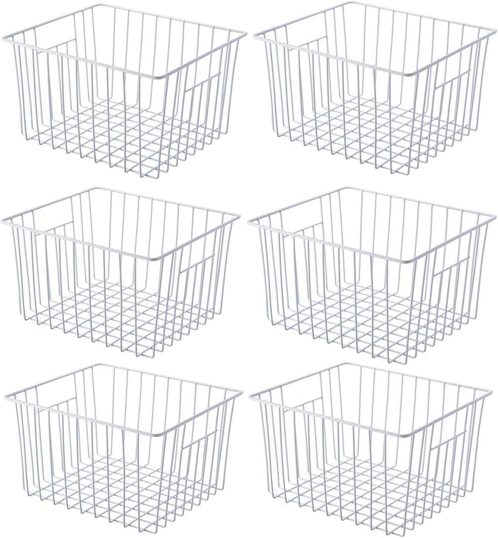 SANNO Freezer Wire Baskets Storage Farmhouse Organizer Storage Bins Large Organizer Bins for Fridge Storage Freezer, Office, Bathroom, Pantry Organization Storage Bins Rack