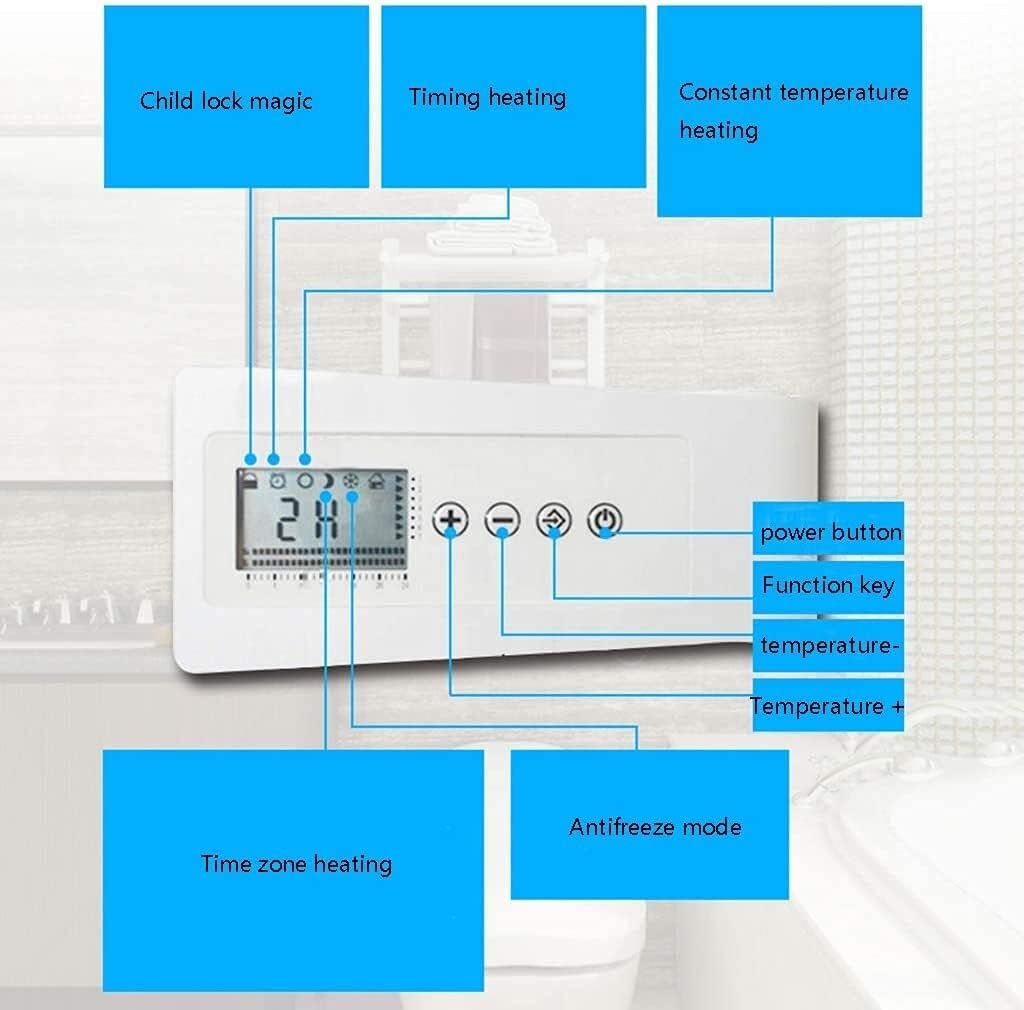 Healthy and Eco-Friendly Heating Towel Rack 500 * 660 mm White Temperature Control Towel Rail Radiator Homes Bathroom and Hotel Suitable for Hotels. image 3