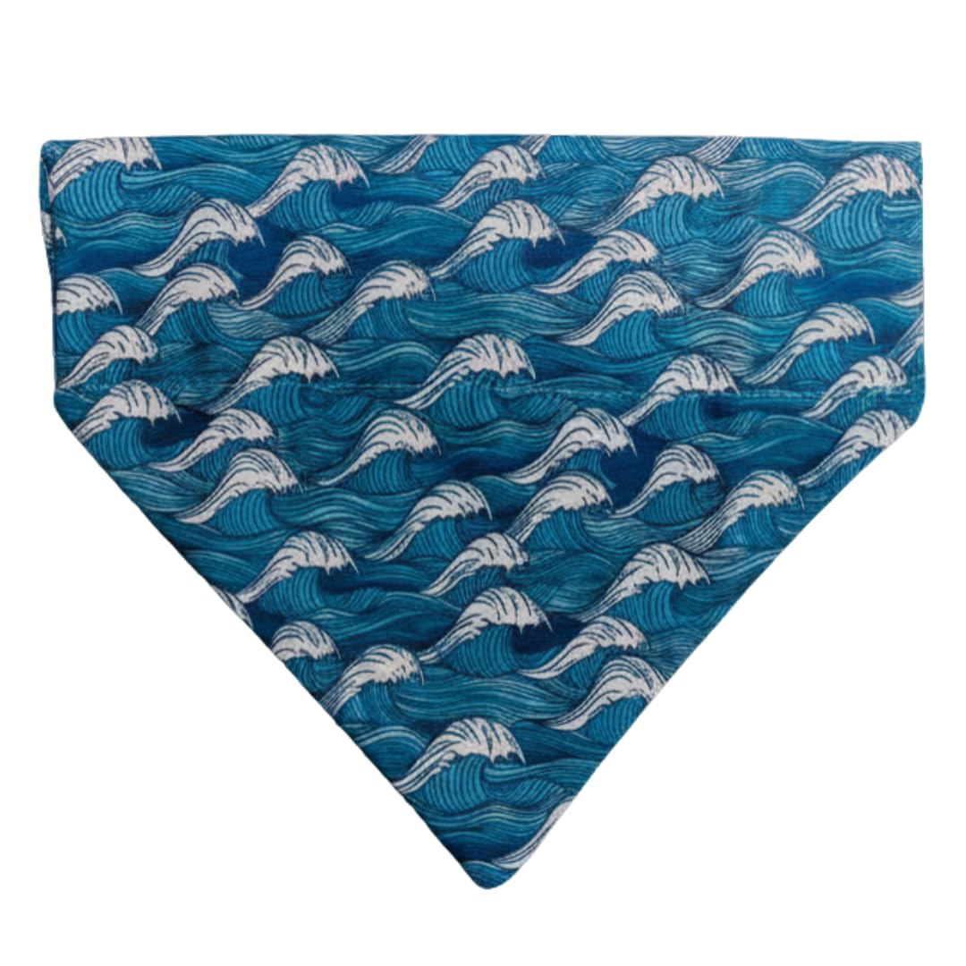 Salt Dog Studios Dog Bandana - Slip-On Dog Collar Bandana, Soft Cotton Dog Scarf for Small, Medium and Large Dogs, 19 (Catching Waves, Large)