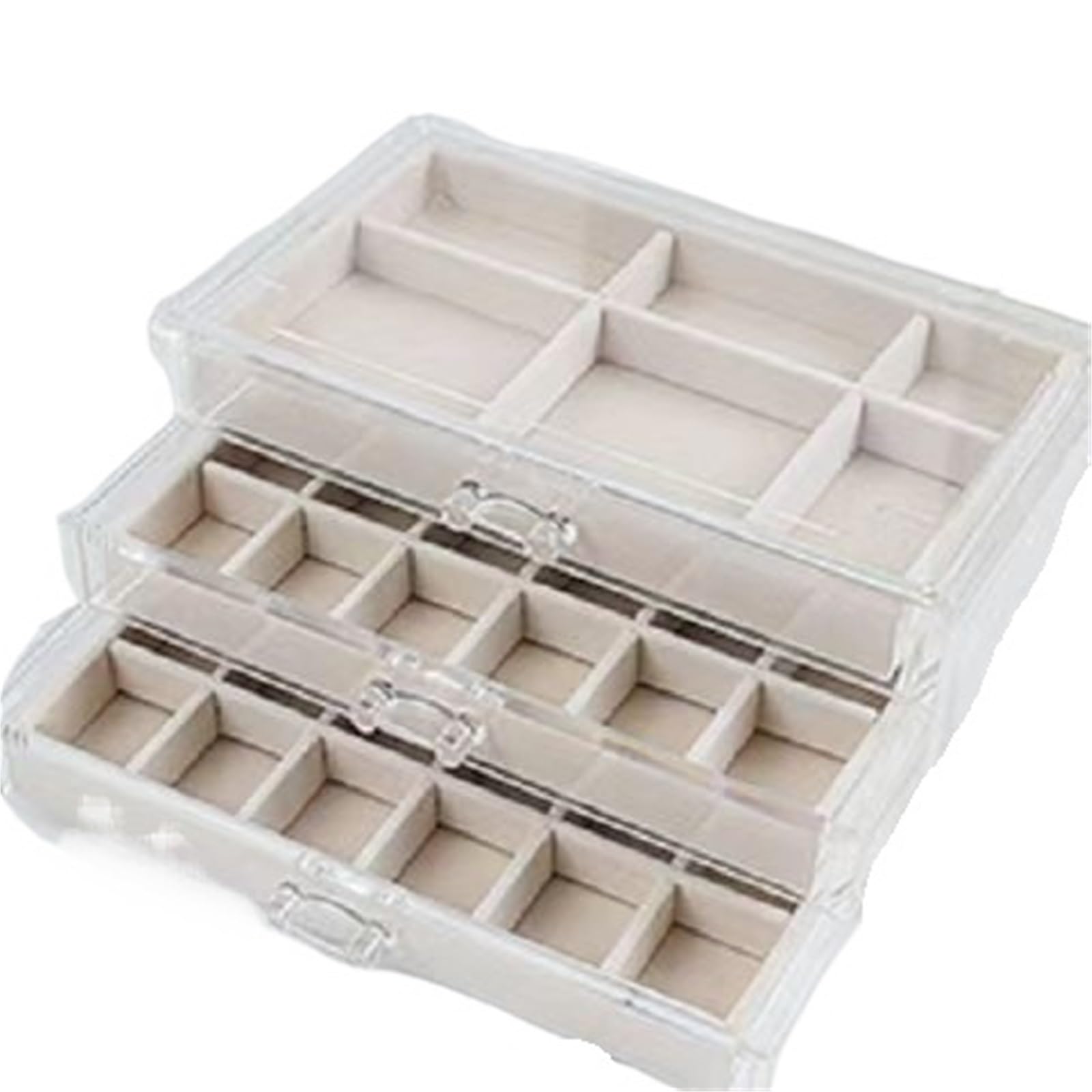 YUSUZH Jewelry Organizer Box Transparent Display Case 5 Layer Earrings Necklace Ring Plastic Organizing Boxes Velvet Tray Gifts for Rings, Earrings