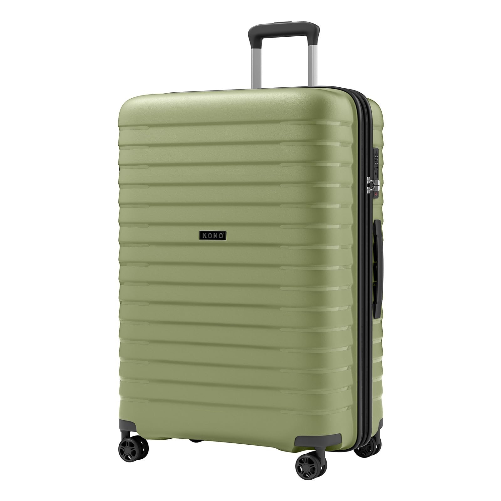 Kono Valise 76 cm Rigide PP Grande Taille - Trolley Extensible Léger 28 Pouces, Roues 360° TPE, Porte-gobelet Pliable et Serrure TSA, (28", Vert)
