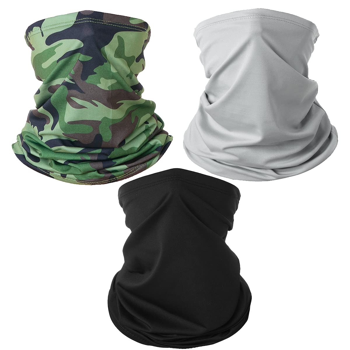 ECVV 3 pack neck gaiter summer fishing face mask scarf reusable uv protection headwear breathable face cover scarf for cycling skiing fishing hiking