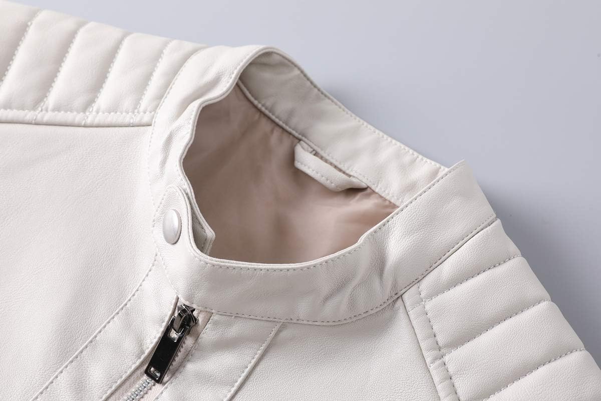 Mens Casual Stand Collar Slim Fit Faux Leather Jacket Biker Motorcycle Jacket - Image 6