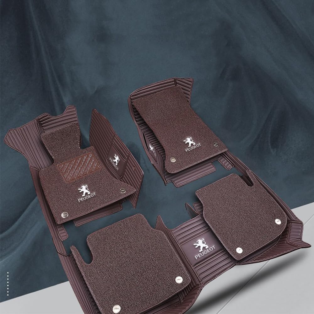 Tapis De Sol Voiture Sur Mesure Peugeot 2008 Allure (2002-2025) - Imperméable PU Cuir - Noir/Rouge