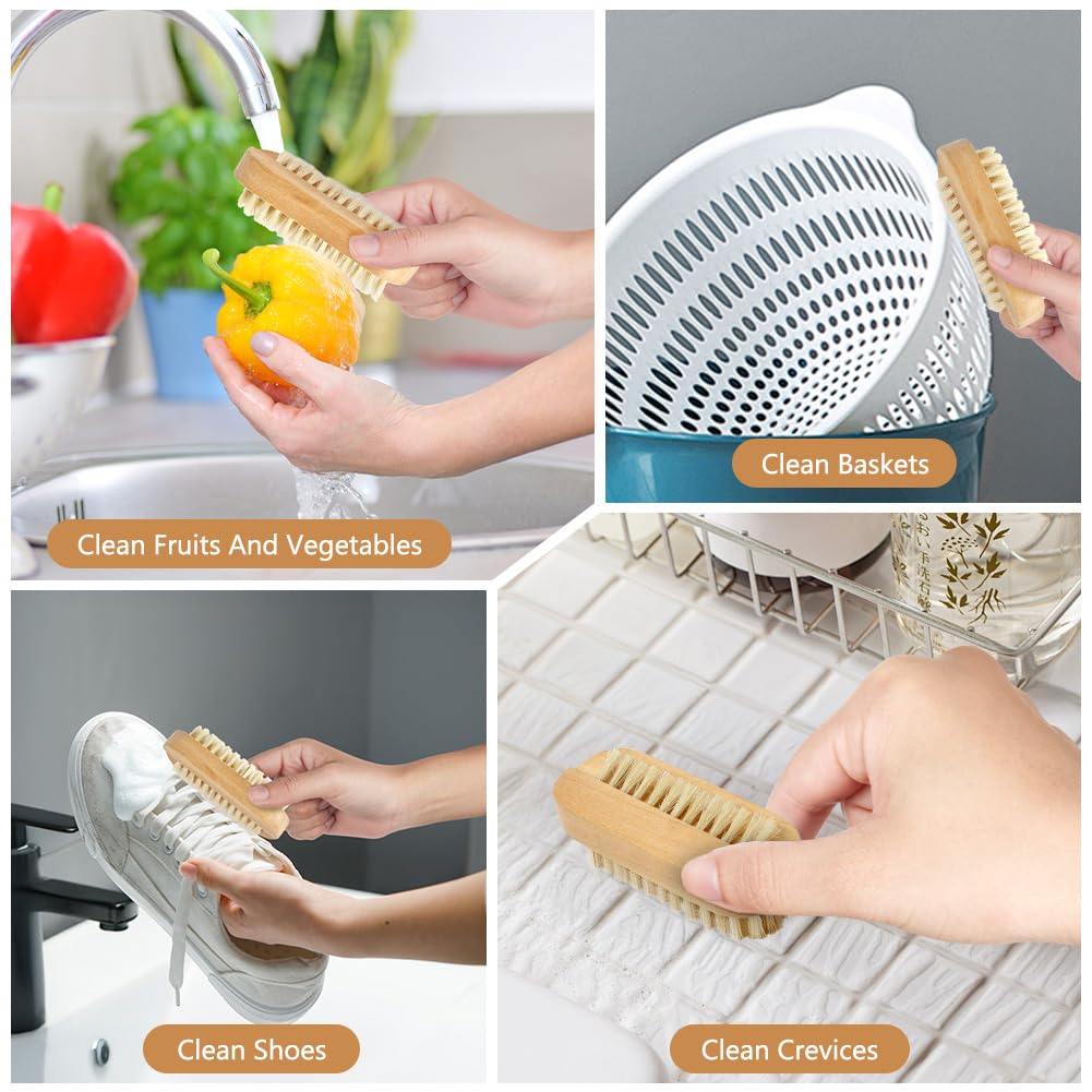 LOPHE Spazzola per Unghie in Legno, 4 pezzi Spazzola per Pulire, Spazzolina Unghie Manicure, Spazzolino Unghie Bambini per Pulizia Delle Unghie