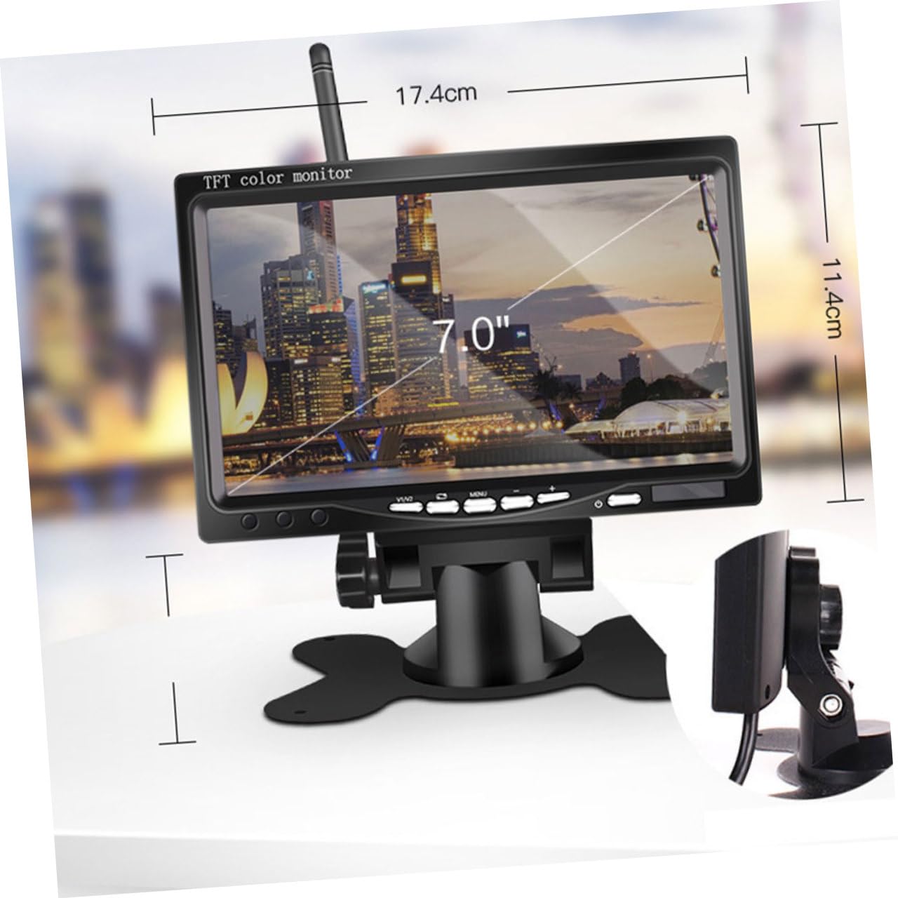Monitor Tft a Color de 7 Pulgadas para Camión, Negro