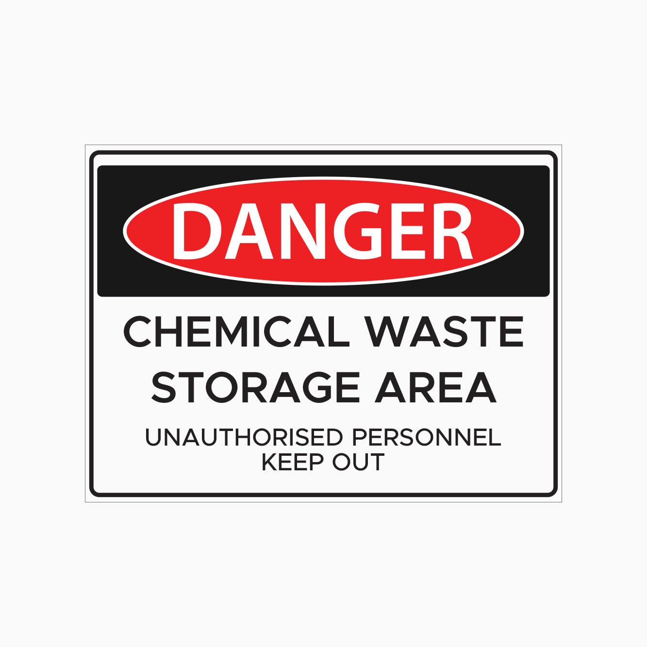 DANGER CHEMICAL WASTE STORAGE AREA Sign, 12x8 Inch Metal Tin Sign, Warning Sign for Chemical Waste Storage Rooms