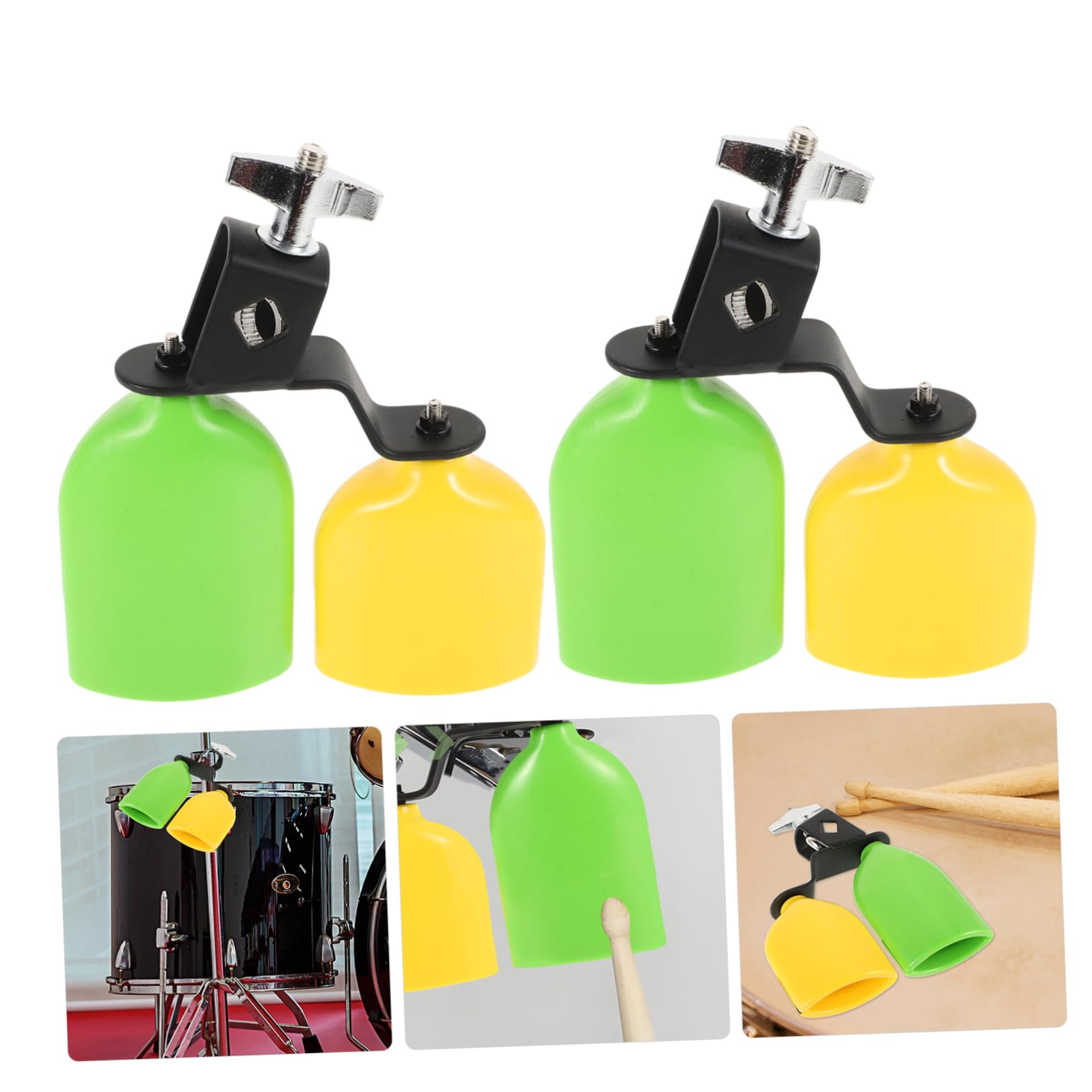 Bloque de Percusión de Plástico Bicolor, 1 Par para Batería | Tonos Altos y Bajos, Pvc y Aleación de Aluminio, para Shows de Danza y Eventos Festivos