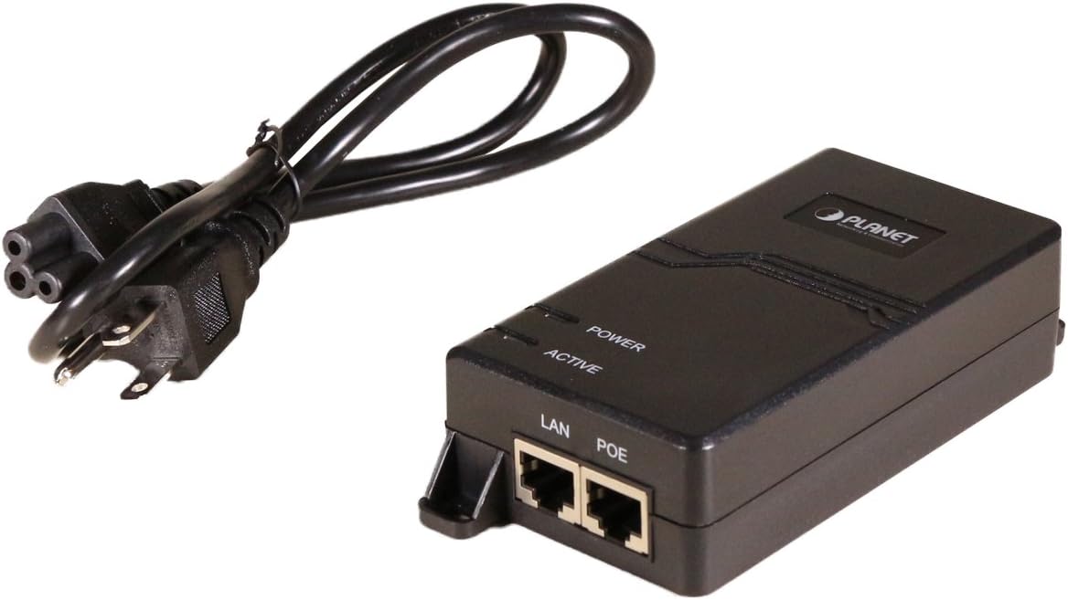PLANET Gigabit PoE Injector, Adapter (60W, Integrated) | Single-Port, Ultra Power over Ethernet Injector, Network Distances up to 328 Feet | Use for IP Camera, More (POE-173)
