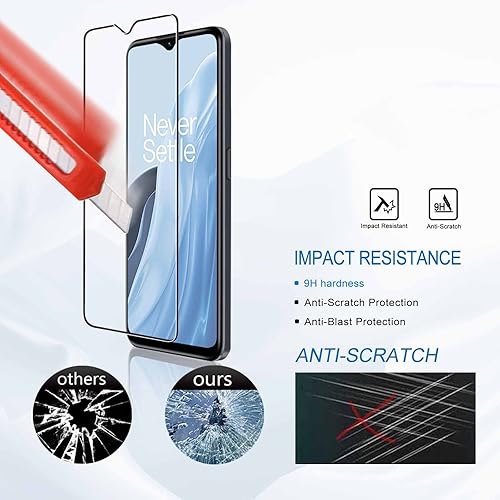 Miniatura 2 de PULEN - Protector de pantalla para OnePlus Nord N300 dureza 9H sin burbujas HD transparente antiarañazos vidrio templado compatible con fundas 3