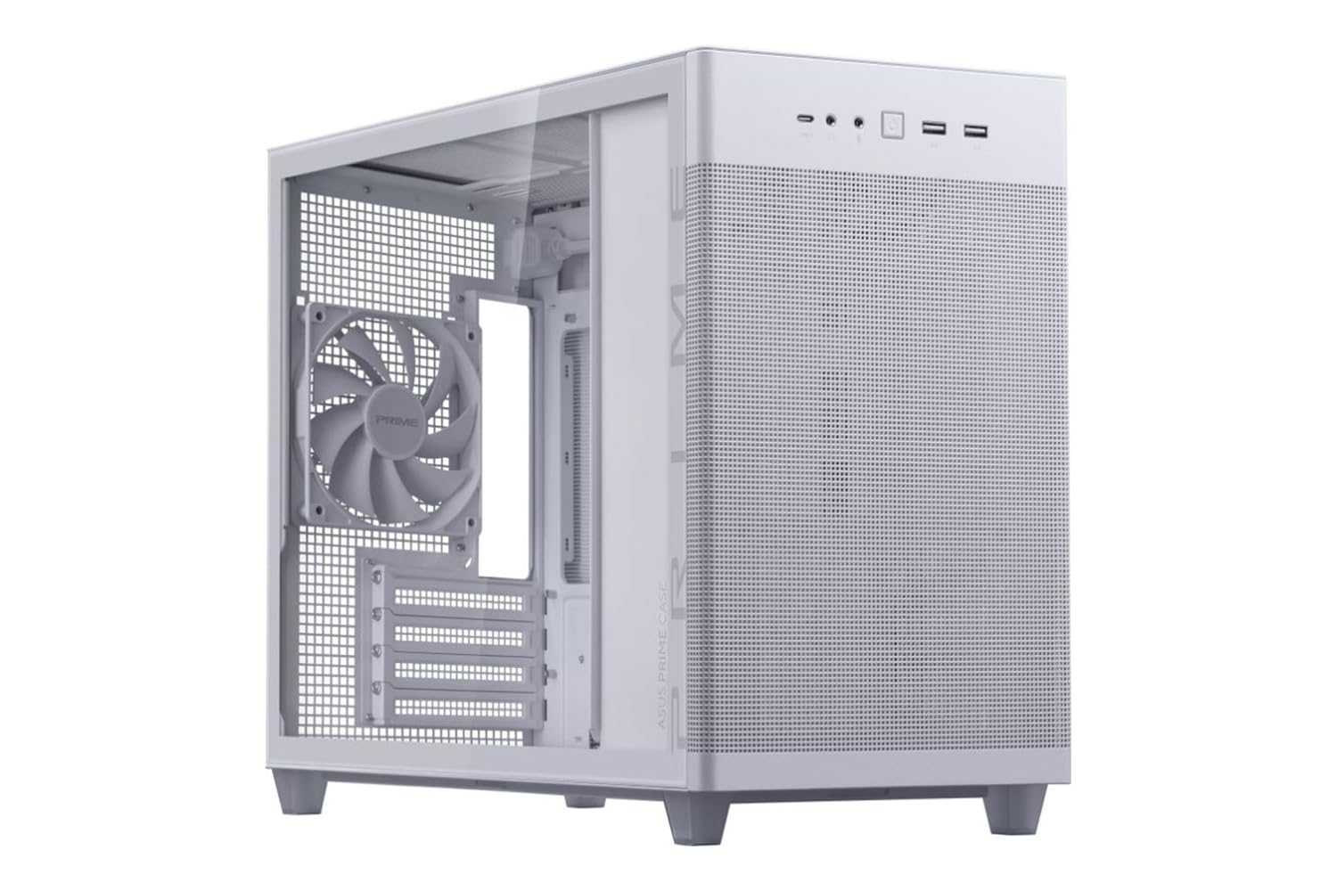 ASUS Prime AP201 TG, obudowa Micro-ATX, 33 litry, panele beznarzędziowe, prawie filtrująca siatka, uchwyt radiatora 360 mm, kompatybilny z kartami graficznymi do 338 mm i standardowym zasilaczem ATX,