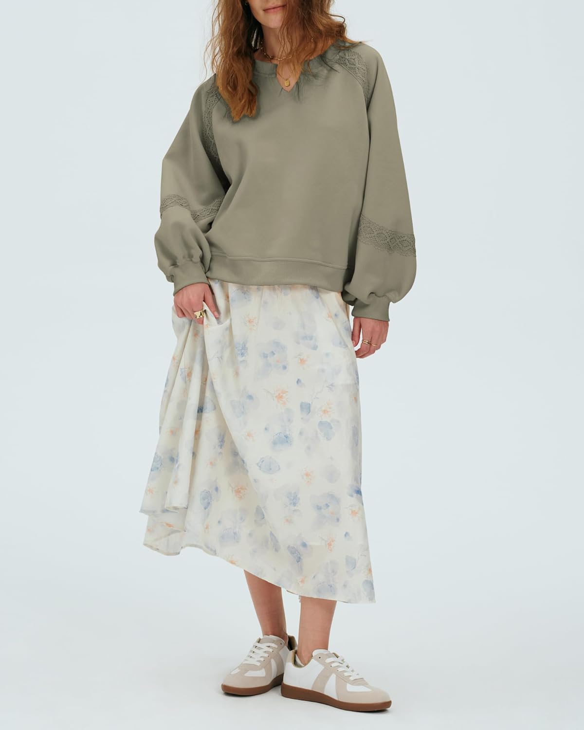 Locachy Womens Oversized Sweatshirt Embroidered Crochet Fleece Cropped Pullover Tops Fashion Outfits Clothes - Image 4