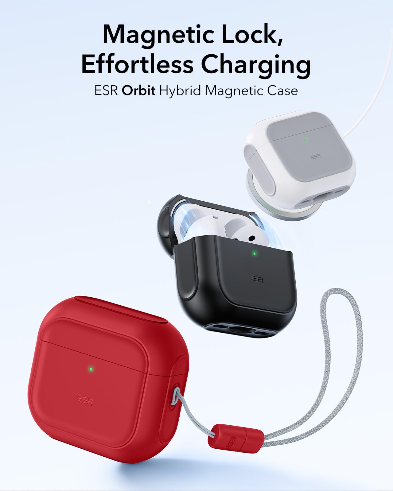 ESR for AirPods 4 Case, Compatible with MagSafe, Orbit Hybrid Series, Red 1