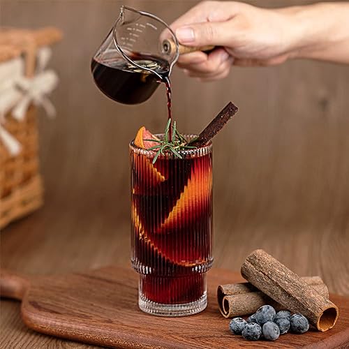 Miniatura 3 de Vasos de vidrio acanalados con pajitas de 12 onzas, juego de 4 vasos de cóctel, cristalería vintage, vasos de whisky, accesorios de barra de café,