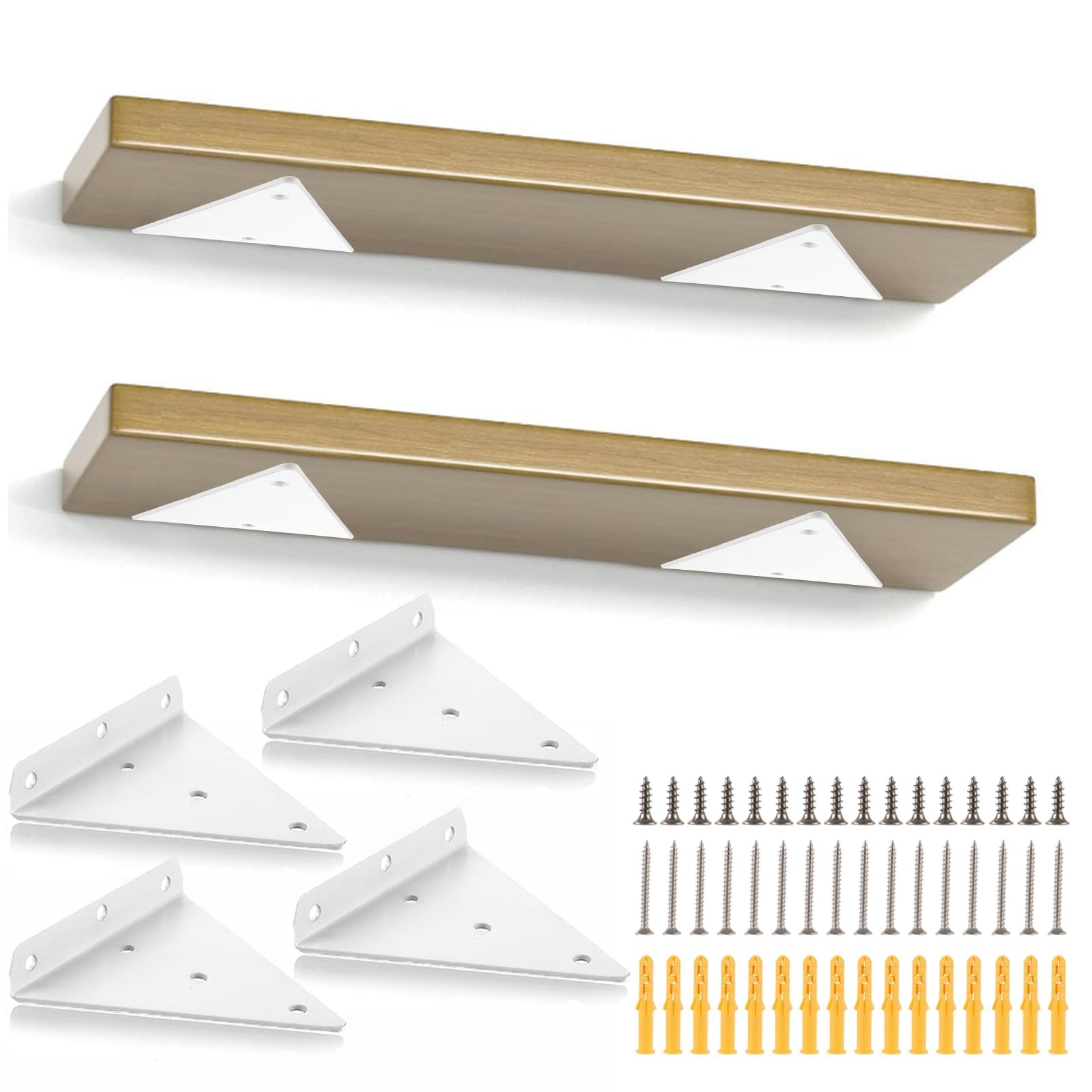 Support etagere triangle blanc 17cm lot de 4 SENENQU en fer mural pour étagères ouvertes