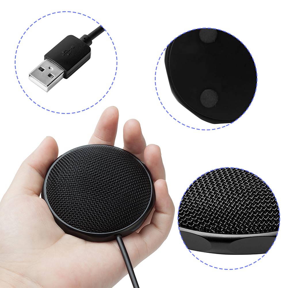 Tiiyee Microphone à Condensateur, USB Mini Micro Filaire Portable Dictée | Réunion Affaires Omnidirectionnel pour Ordinateur Bureau PC Enregistrement Conférence Téléphonique Streaming Gaming