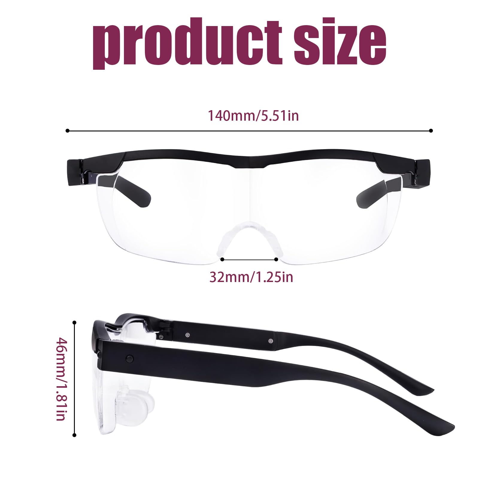 Forhome Loupe De Lecture Avec Lumière, Loupe De 300% Avec 2 LED, Anti-Lumière Bleue Pour Lecture