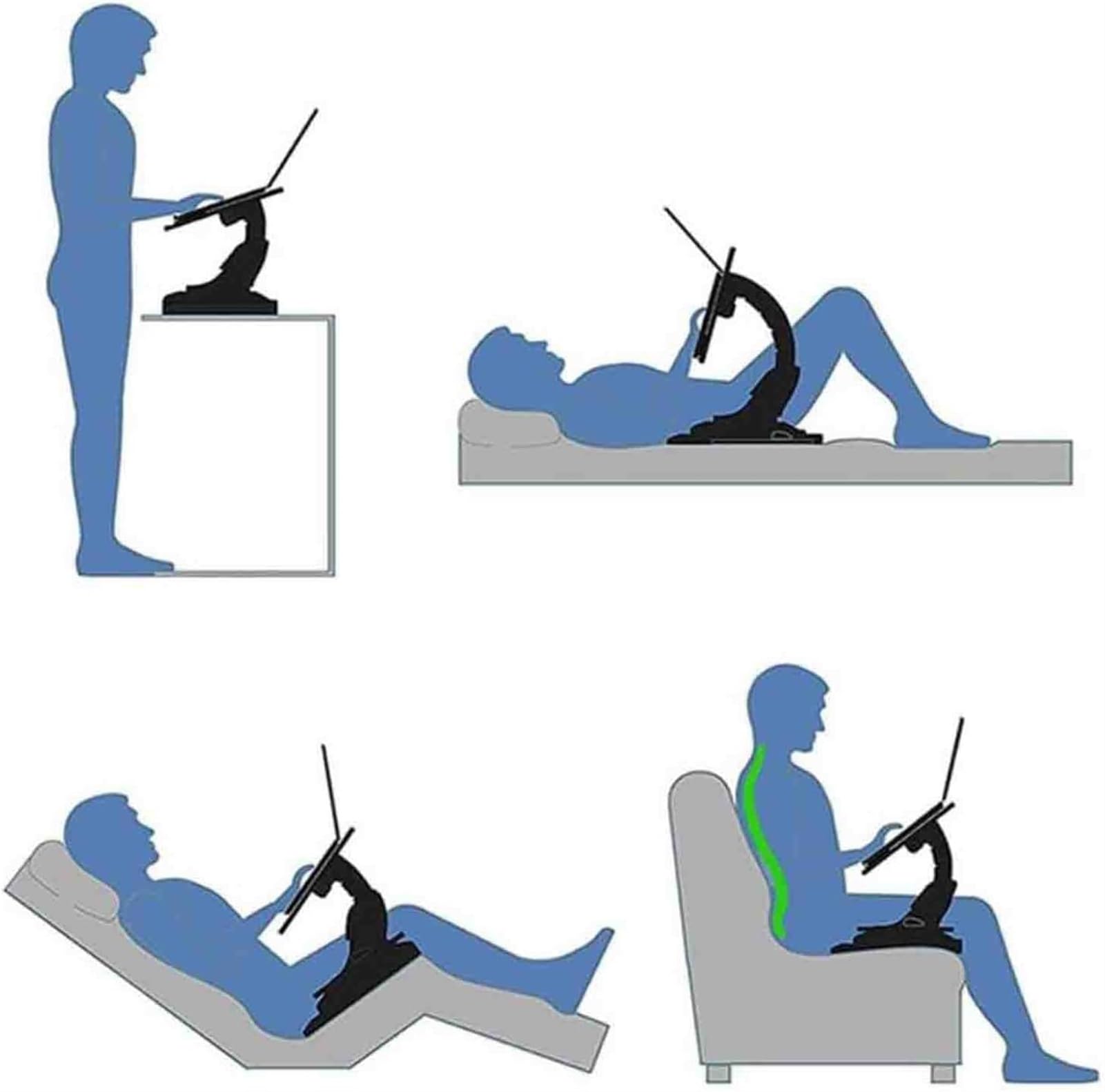 Scrivania per Laptop, vassoi da Letto per scrivanie, Supporto per Laptop Regolabile in Altezza e Angolo di Visione, per Laptop e Scrittura sul Divano (B)