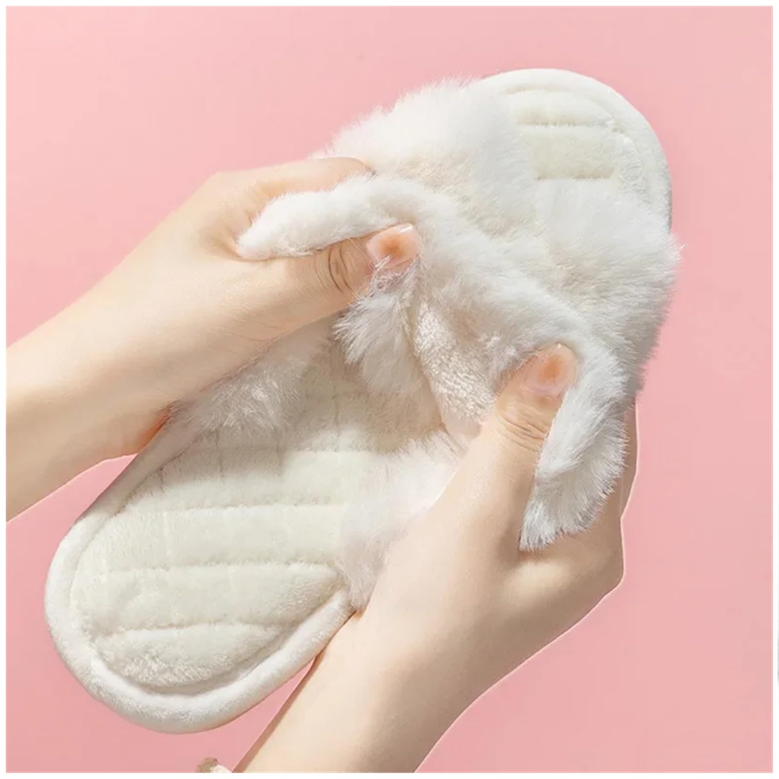 Ciabatte Donna Invernali Slifori A Croce Fluffy Slifori Anti-Slittamento, Caldi E Lussuosi Pannelli Interni per Le Donne-gray-38-39