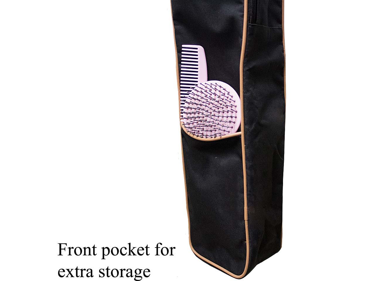 Front Open 2 Horse Tail Extension Carry Bag Case Black