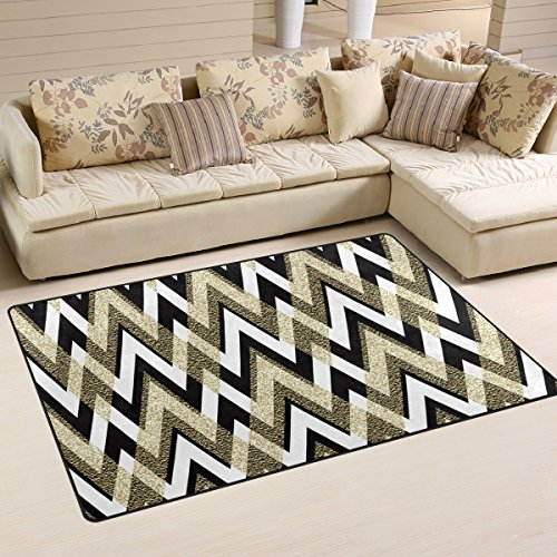Naanle Zig Zag Area Rug 3'X5', Chveron Polyester Area Rug Mat For Living Dining Dorm Room Bedroom Home Decorative #TOP24