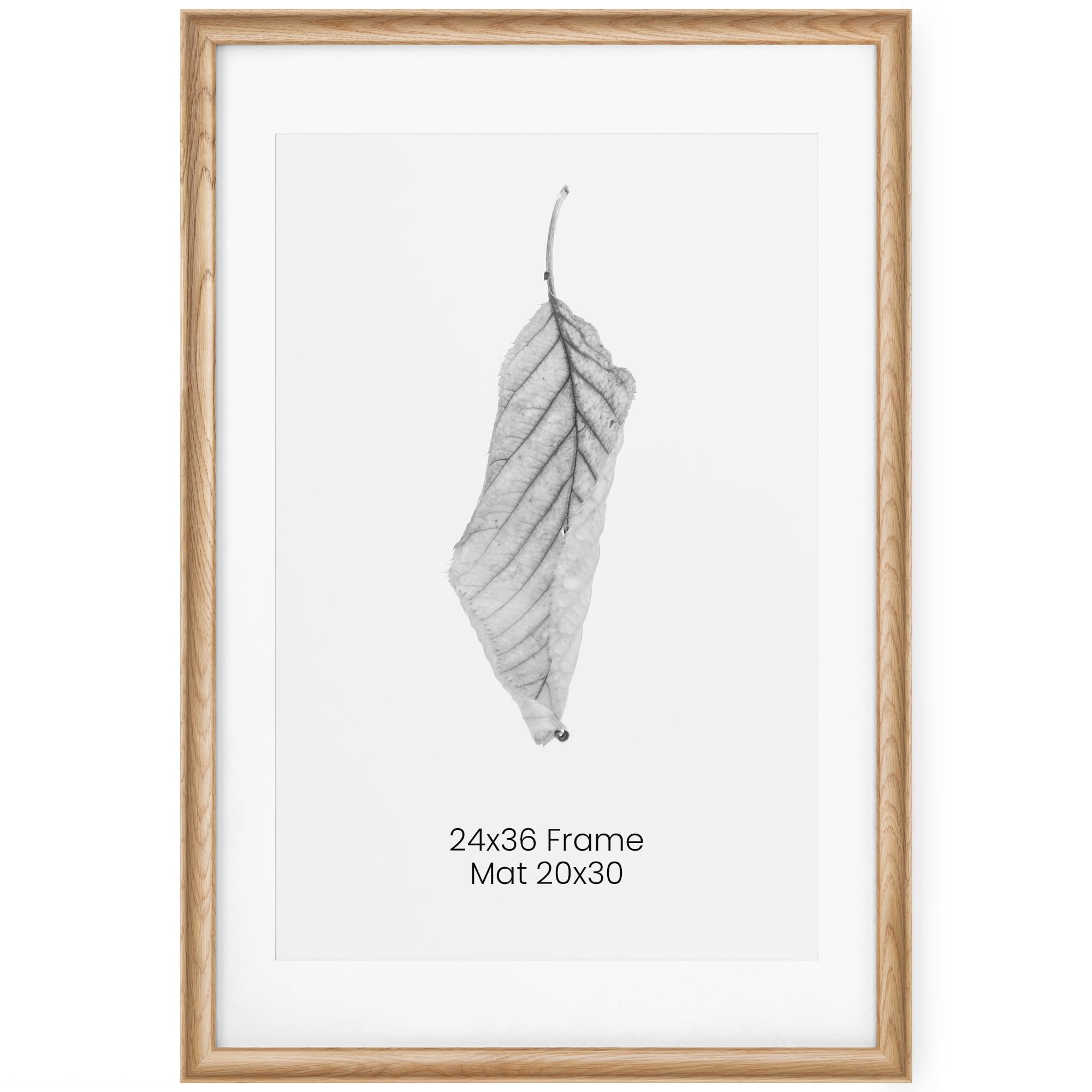 Acovy, 24x36 Frame Natural Oak Wood with White Color Mat for 20x30, HD Tempered Glass, 24x36 Wood Frame Poster Frame for Wall Display and Decor, 1 Pack