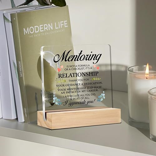 Miniatura 4 de Letrero decorativo de escritorio transparente con texto en inglés "Thank You Mentor, Gifts I Appreciation You", regalo de agradecimiento para jefe,