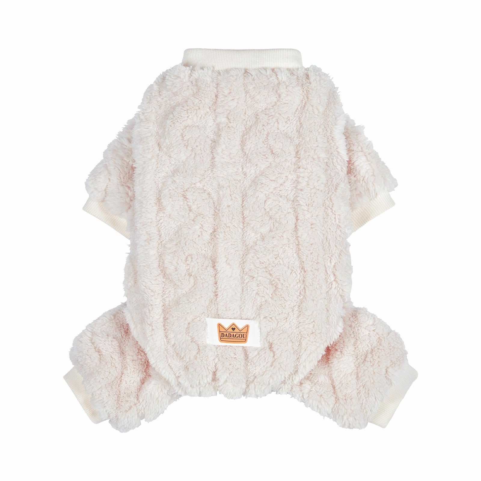 Loyanyy Plush Dog Pajamas for Cold Weather 4 Legged Clothes for Dog Cat Stretchy Puppy Kitten Onesie with Buttons Warm Soft Pet Jumpsuit Winter Coat White X-Large