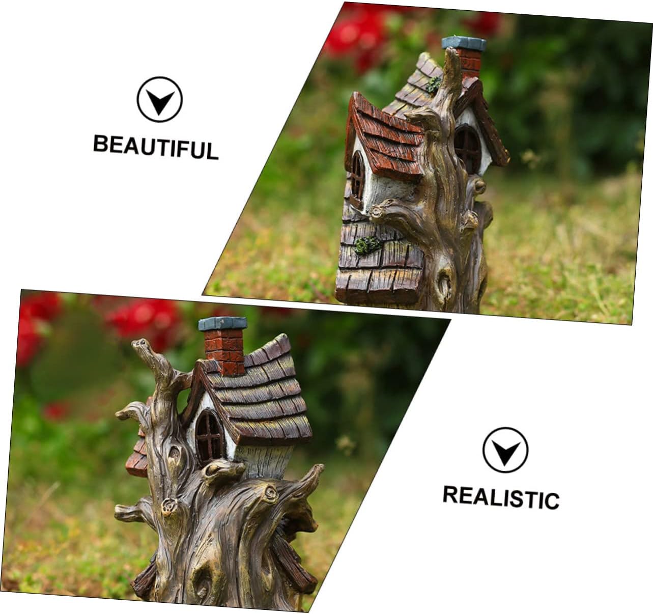 BESPORTBLE Resin Mini House Ornament for Outdoor Garden Decor Double-Layer Fairy House for Housewarming and Garden Lovers
